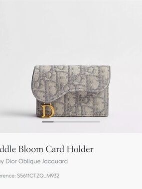 Dior Oblique Jacquard Card Holder in Grey with Gold 'D' Charm